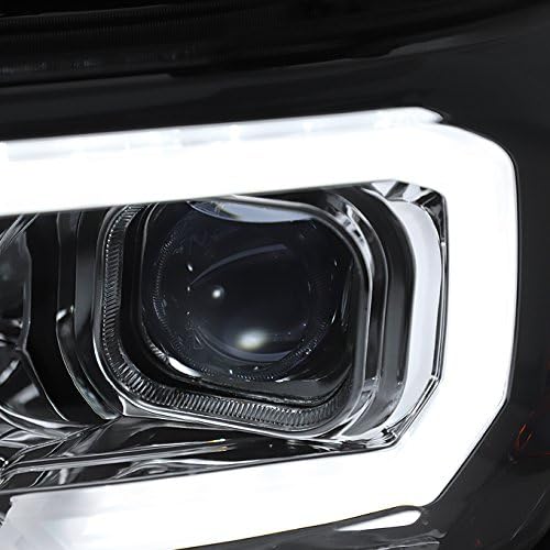 AKKON - For NEW Sequential LED Tube Design Black 2016-2023 Toyota Tacoma SR/SR5 Dual Square Projector Headlights