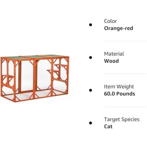 Cozivvovv Outdoor Cat Enclosures Wooden Catio Outdoor Cat Enclosure Weatherproof - Pet Supplies online store