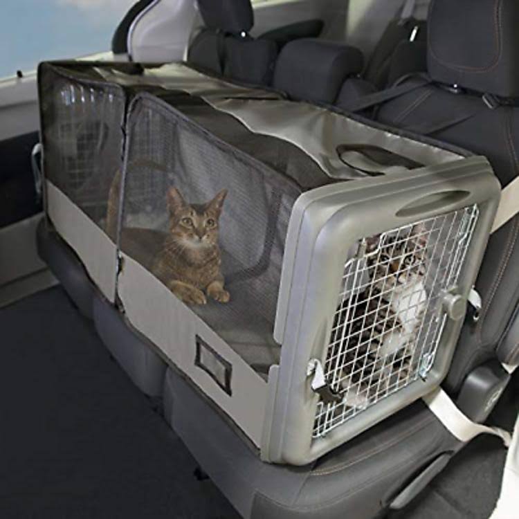 Sportpet Designs Car Seat Pet Crate, Car Kennel, Pet Tube Kennel, Pop Open Gray