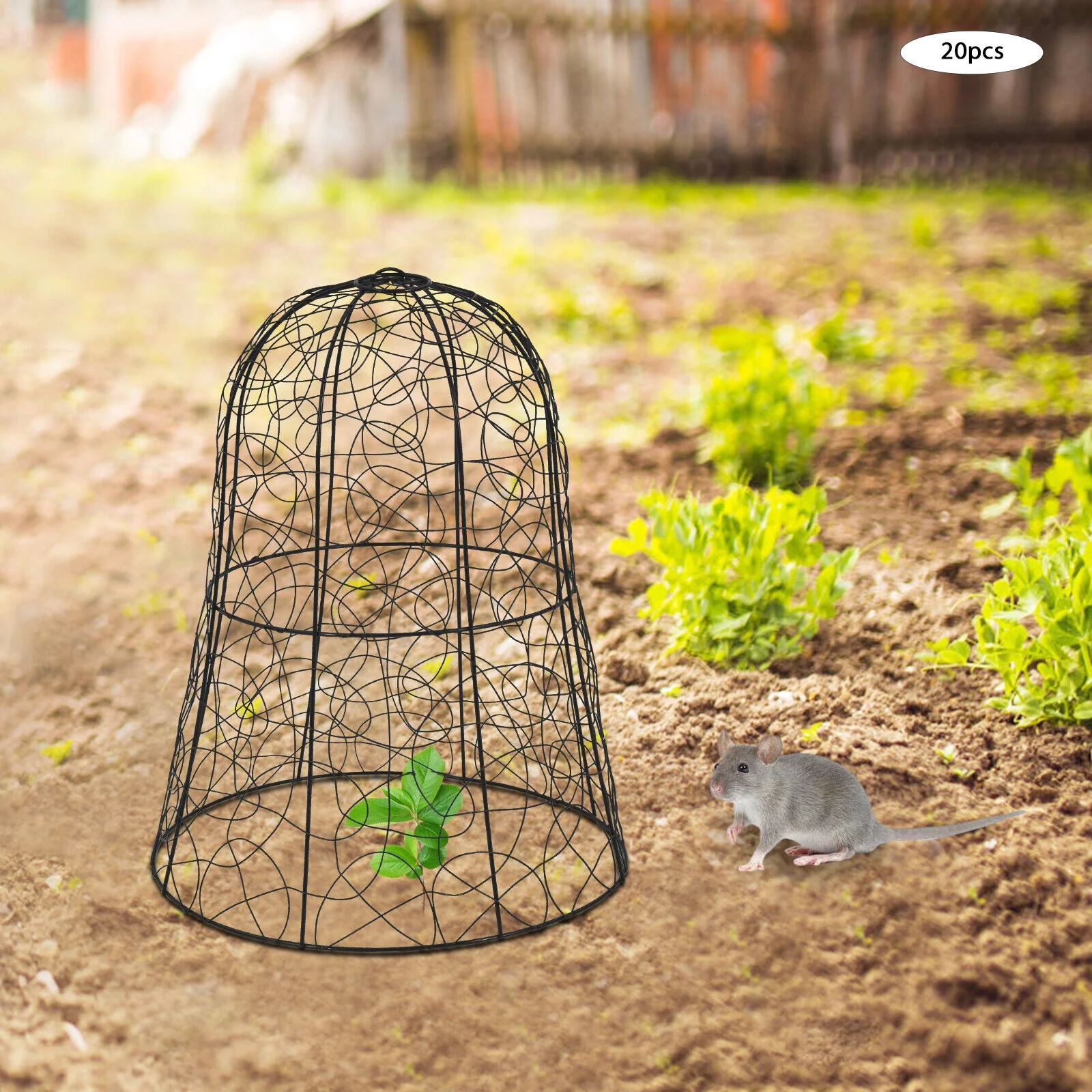 20PCS Garden Chicken Wire Cloche Plant Protector and Cover Iron Black/Green 12.99"H×15.75"