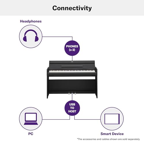 Yamaha Arius, 88-Key Weighted Action Digital Beginner and Intermediate Players, Dynamic Response, Grand Piano Sound, 3-Pedal Unit, Upright Design, Bench Included, Dark Rosewood (YDP105R)