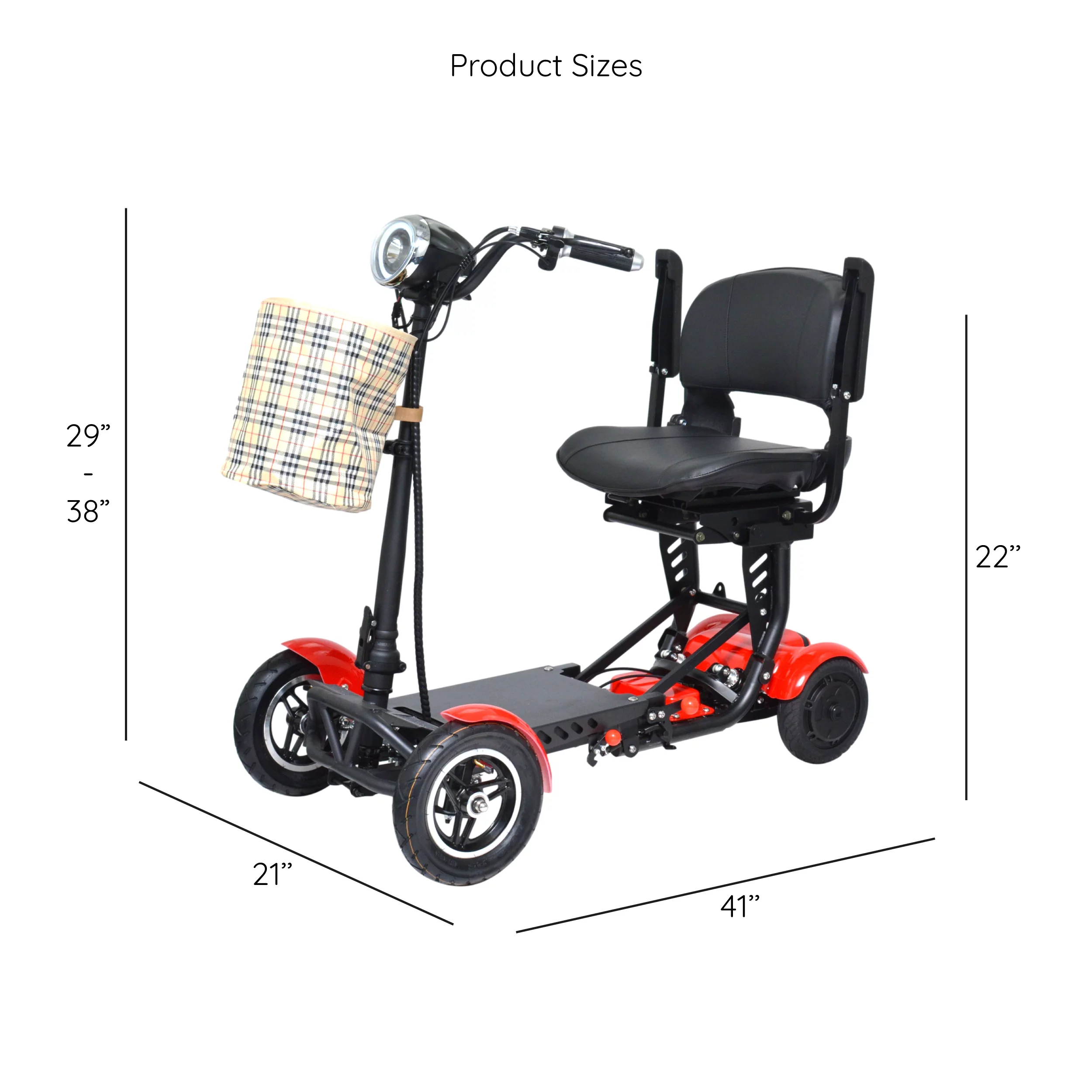 Bangeran Electric Mobility Scooter, 4 Wheel Foldable Portable, Up to 12 Miles - Blue