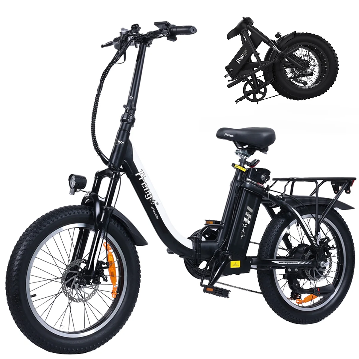Freego Folding Electric Bike for Adults, 800W Brushless Motor, 28mph Top Speed/48V/15Ah Removable Battery Up to 50Miles, B20B 7 Speed Gears, 20" x 3" Fat Tire Ebike