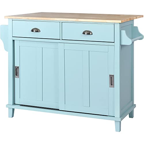 Kitchen Island Cart on Wheels，Rolling Kitchen Island with Drawers and Storage Cabinet (Black)