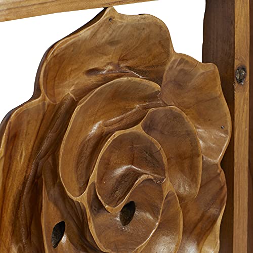 Deco 79 Teak Wood Abstract Handmade Home Wall Decor Live Edge Wood Slab Wall Sculpture, Set of 6 Wall Art 14" W, 16" H, Brown