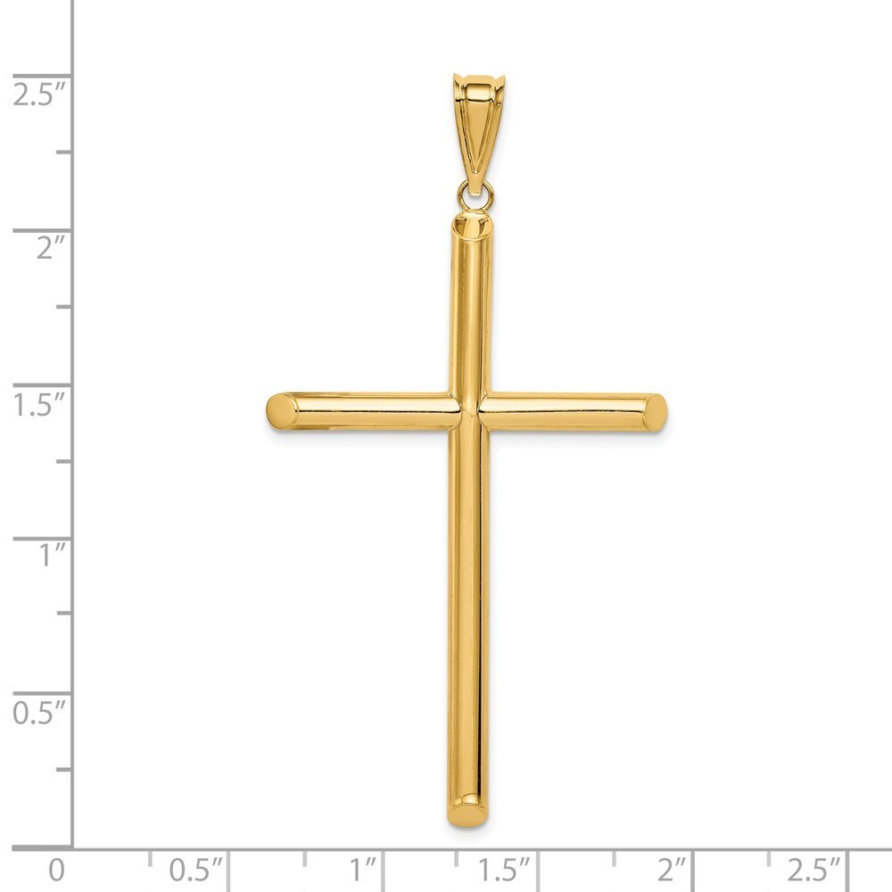 14k Yellow Gold Polished Tube Cross Pendant K6192