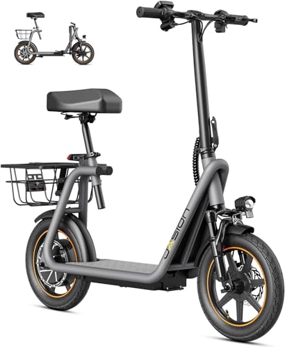 Jasion JS3/PRO Electric Scooter with Seat, 650/850W Peak Motor Electric Scooter Adults, 20/25Miles Ranges Sports Scooter for Adults, 20/25MPH Max Speed, Foldable E-Scooter for Pets, Disc Brakes