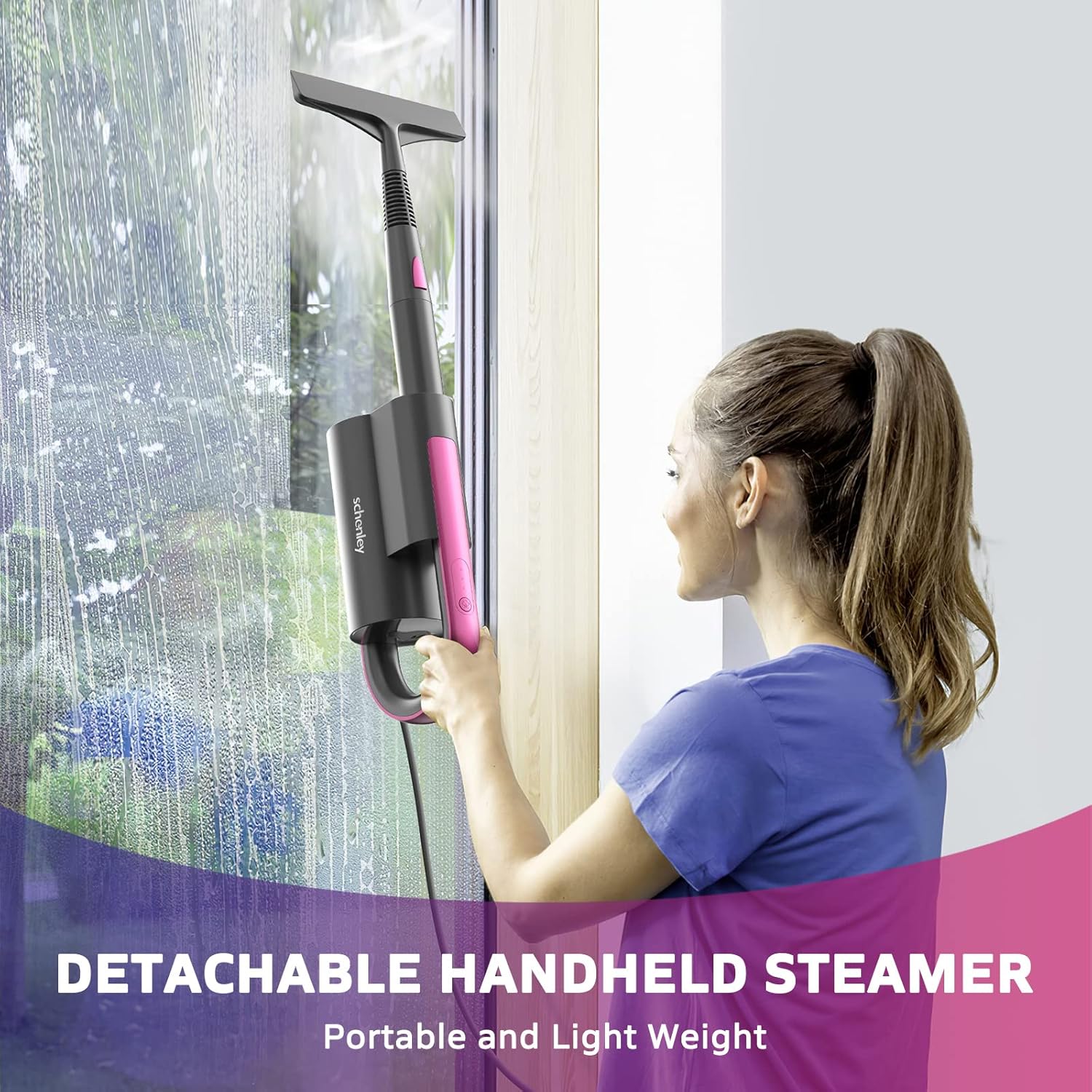 Schenley Steam Mop Cleaner with Detachable Handheld Steamer for Cleaning Hardwood/Laminate Floor, Tiles, Carpet and Grout, with 7-in-1 Multi-purpose Accessories and Washable Microfiber Pads