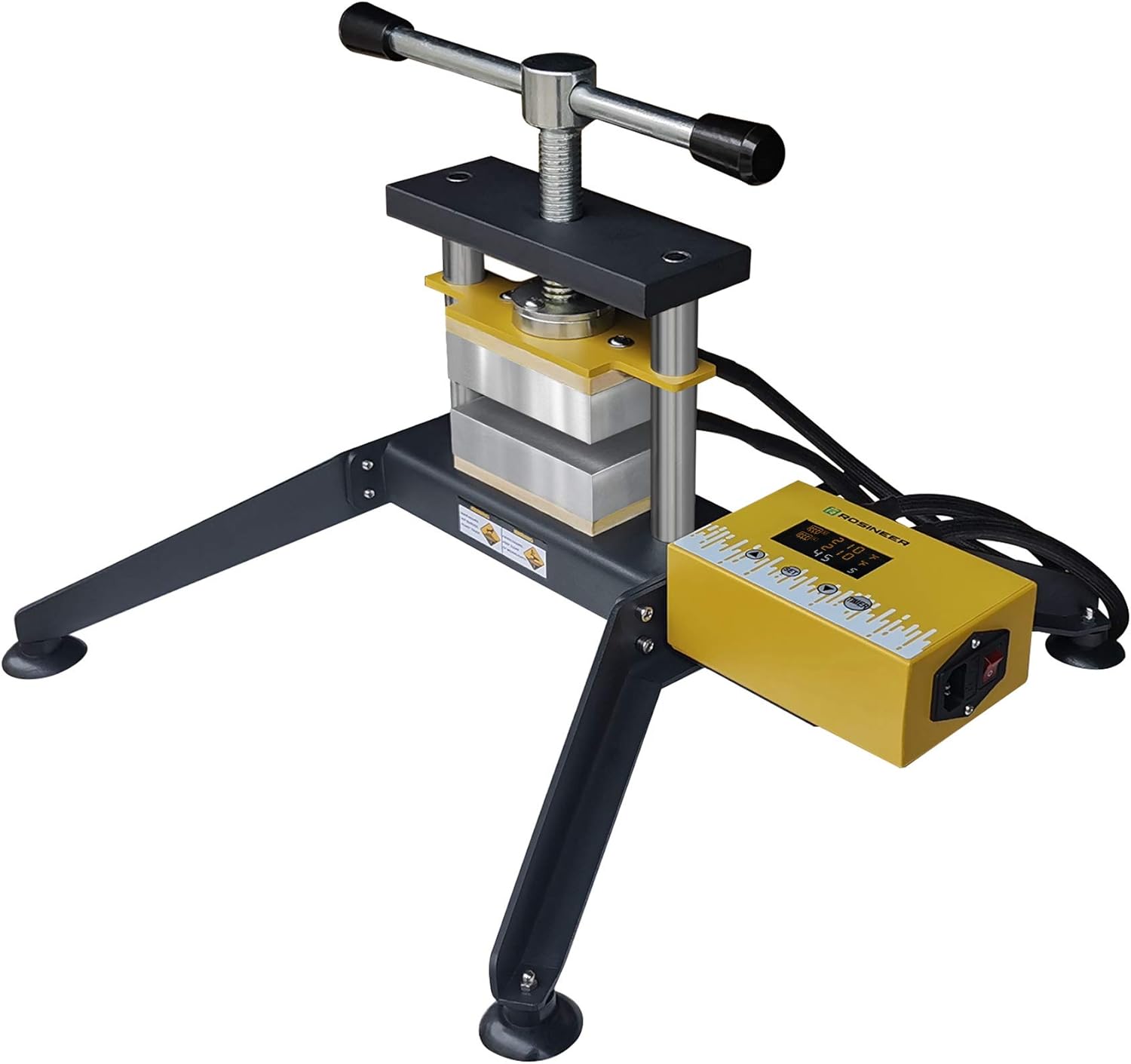 Rosineer Grip Twist Heat Press, 5000+ lbs Force, 3" x 5" Dual Insulated Heat Plates - Affixed and Portable Options - Detachable Control Box - Free Starter Kit