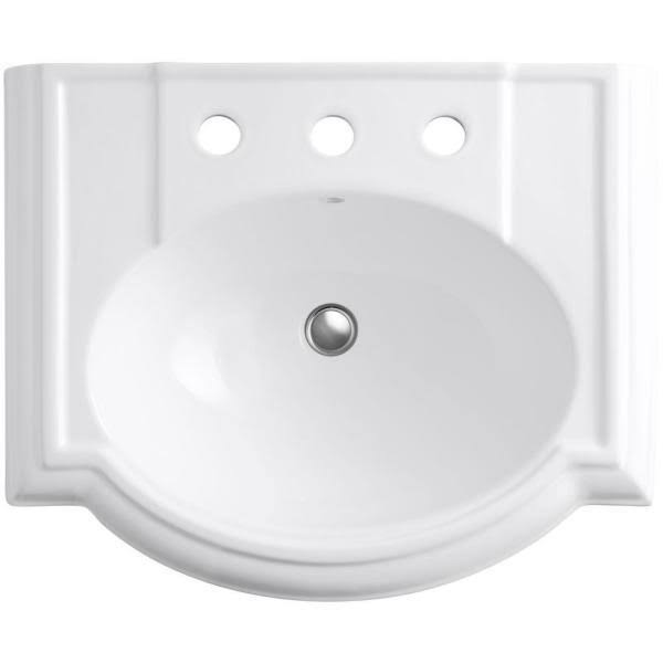 Kohler K-2286-8-0 Devonshire 24x22 Pedestal Bathroom Sink - White