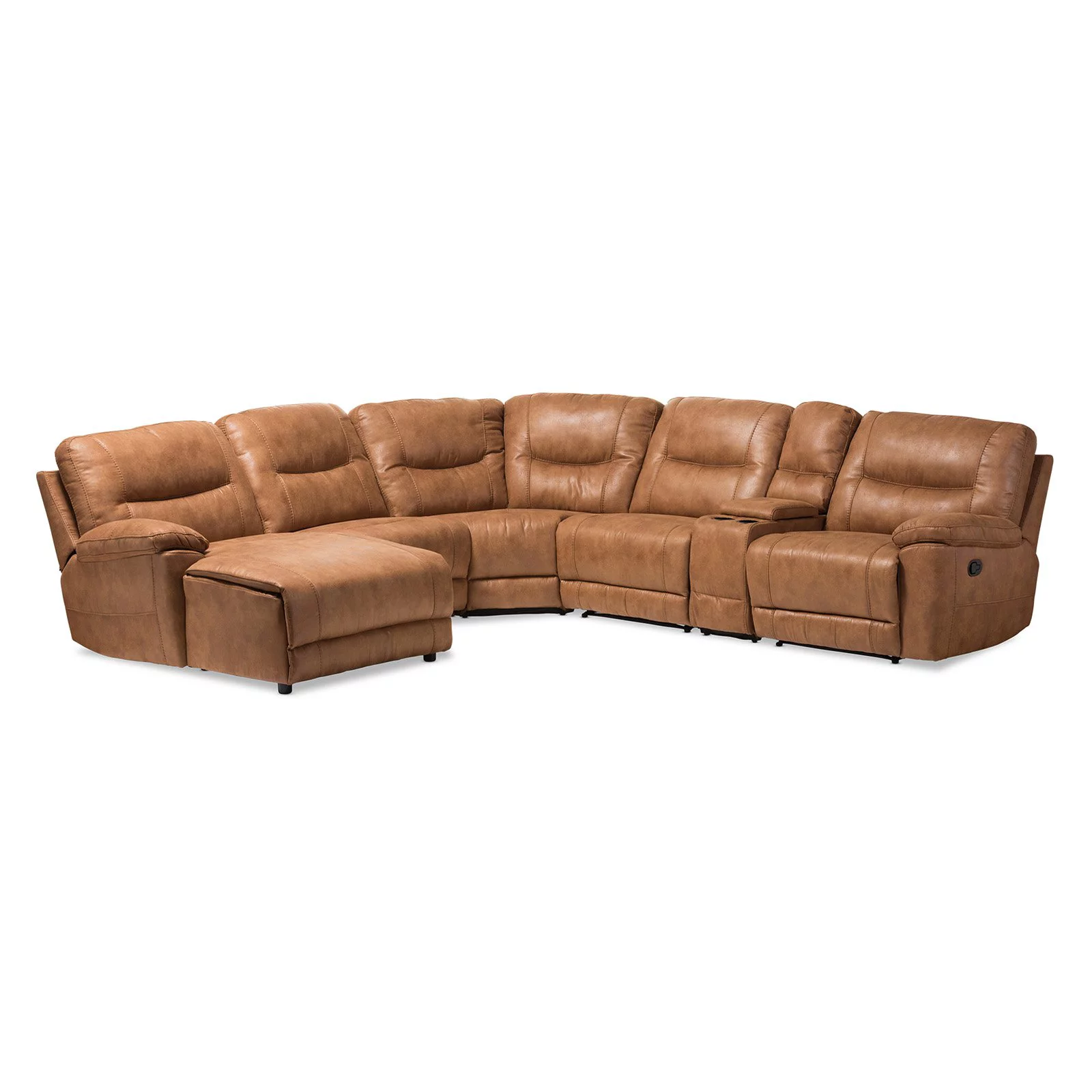 Mistral 6 Piece Reclining Sectional in Light Brown