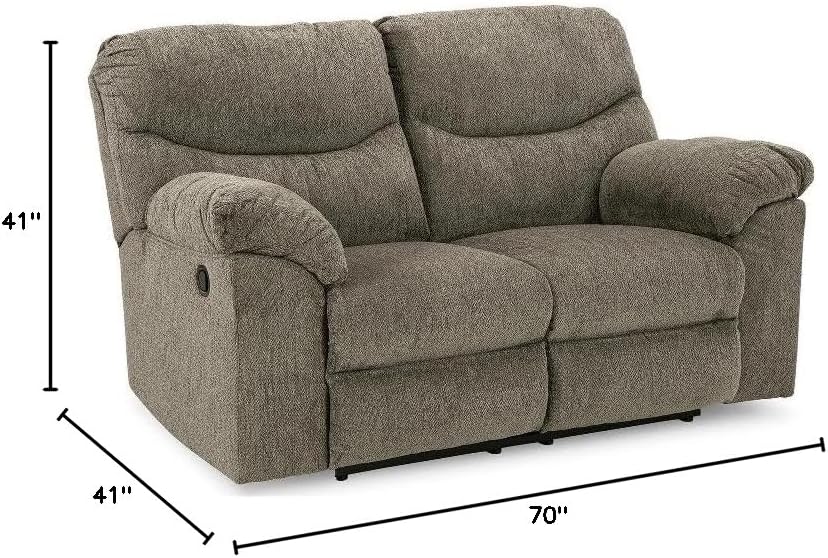 BOWERY HILL Contemporary Fabric & Wood Reclining Loveseat in Gray