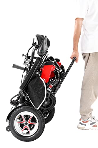 Rubicon DX11 - Reclining Foldable Electric Wheelchairs for Adults - Longest Range 25 Miles of Freedom: Airline Approved Deluxe Electric Wheelchair with Dual 12AH Lithium Batteries, 600W Motor (Model4)