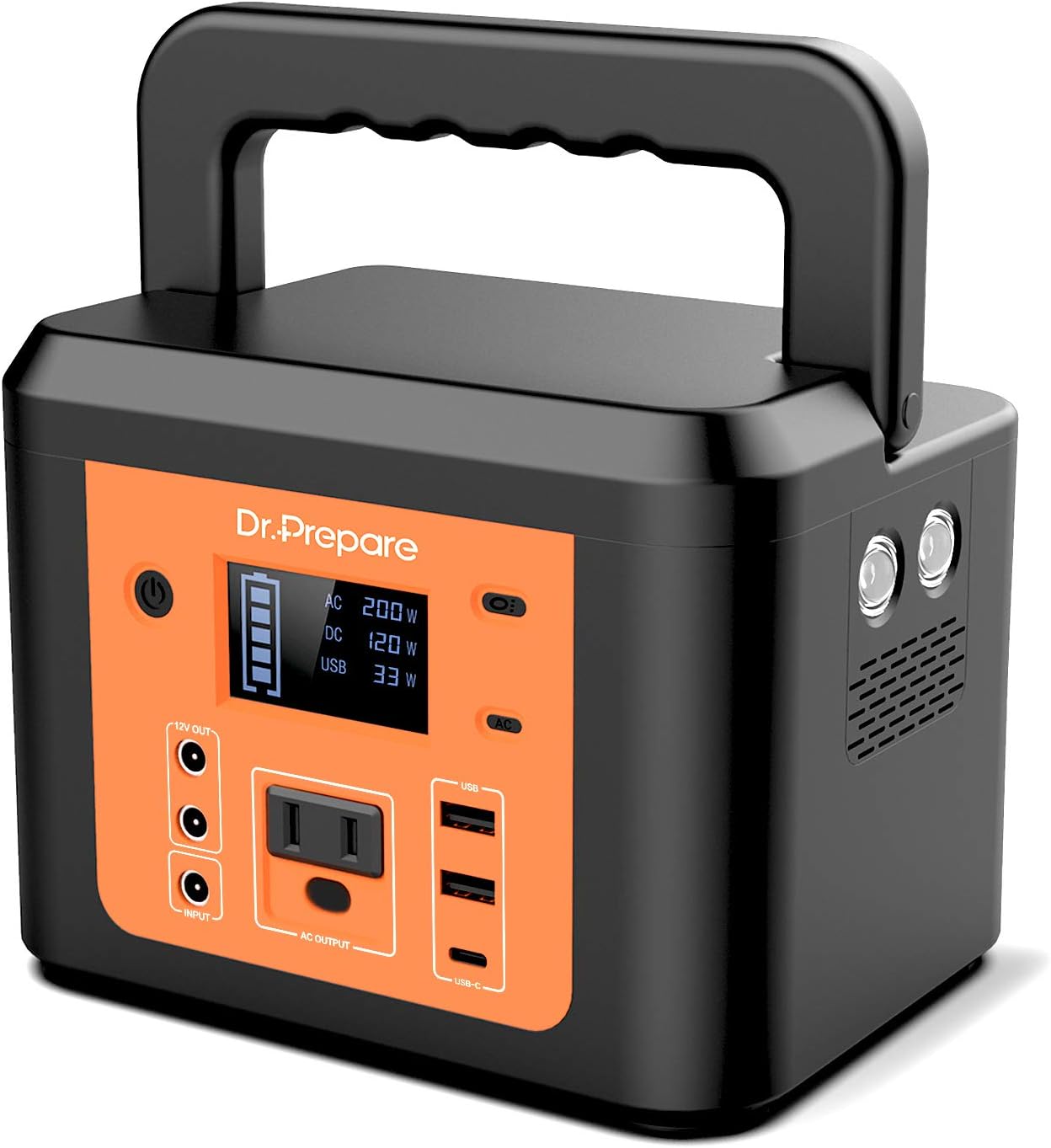 200W Peak Portable Power Station, Dr. Prepare 178Wh 48000mAh Solar Generator Outdoor Battery Backup Supply, CPAP Lithium Battery for Home, Camping with 180W AC Outlet, 2 DC Ports for Emergency House
