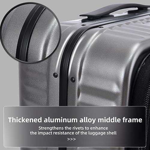 29 Inch Aluminum Checked Luggage with Side Opening Zipper, 40 * 37 * 77cm, 113L, Lightweight Hardshell ABS+PC Suitcase with TSA Lock, 360° Universal Wheels, White