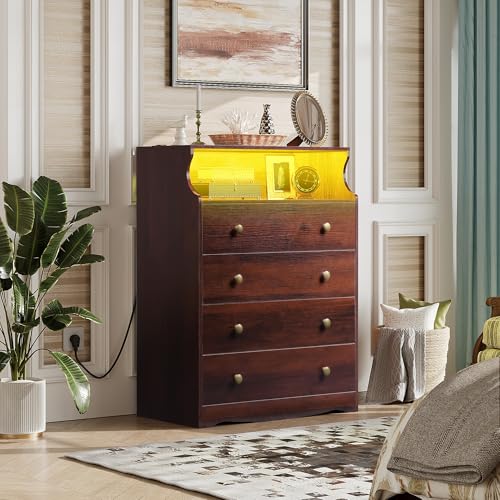 WLIVE Wood Dresser with 5 Drawers, Black Wooden Storage Cabinet, Organizer Drawers for Bedroom, Living Room, Hallway, Measuring 15.75" W * 31.50" D * 45.35" H ﻿