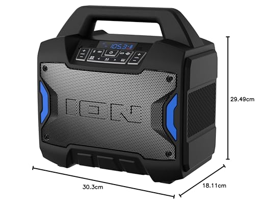 ION Block Rocker - Portable Bluetooth Outdoor Party Speaker with Karaoke Microphone, Battery, 4 Speakers, Radio, USB Port, App, Water-Resistant, 120W