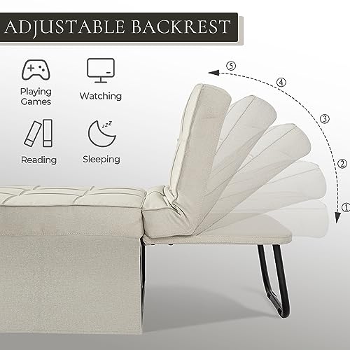 Chair Bed Sleeper, 4 in 1 Convertible Ottoman Bed, Folding Sleeper Sofa Chair with Adjustable Backrest, No Assembly Required for Apartment, Living Room and Bedroom,Dark Gray