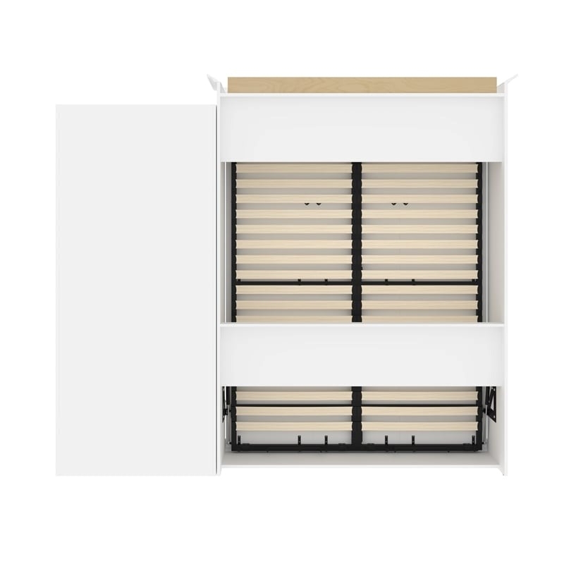 Atlin Designs Wood Queen Murphy Bed and Organizer with Drawers in White