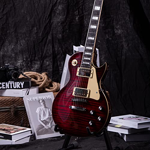 GROTE Guitar Solid Body Electric Guitar with Gigbag LPYS-006 (Purple)