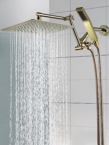 G-Promise All Metal 12 Inch Rainfall Shower Head with Handheld Spray Combo| 3 Settings Diverter|Adjustable Extension Arm with Lock Joints |71 Inches Stainless Steel Hose (Oil Rubbed Bronze)