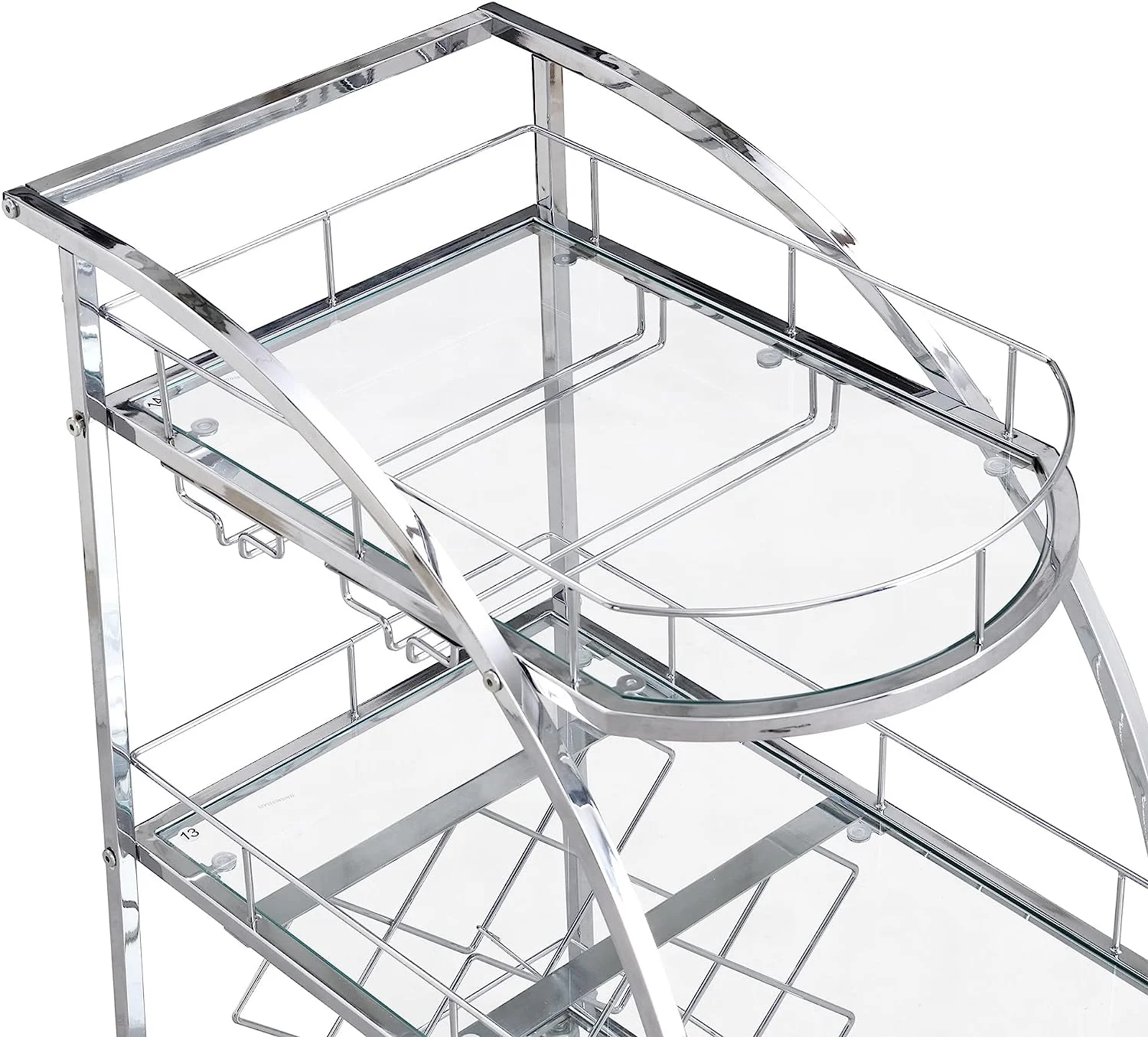 Industrial Mobile Bar Cart Serving Wine Cart with Wheels & Wine Rack, 3-Tier Metal Frame Kitchen Island Cart Mini Bar Cabinet Bar Carts for The Home, Club, Kitchen, Living Room(Gold)