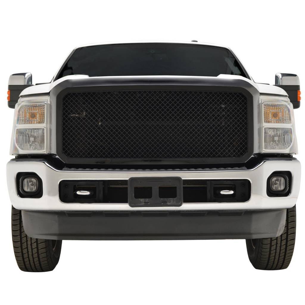 EAG 1FSAG01 Mesh Front Hood Grille ABS Replacement Upper Full Grill Fit for 11-16 Ford F250/F350 Super Duty