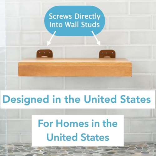 Wool & Ray Folding Shower Seat | Shower Seat for Inside Shower | Sturdy Teak Shower Bench | High End Teak Bench | Foldable Shower Chair | Teak Shower Benches for Inside Shower