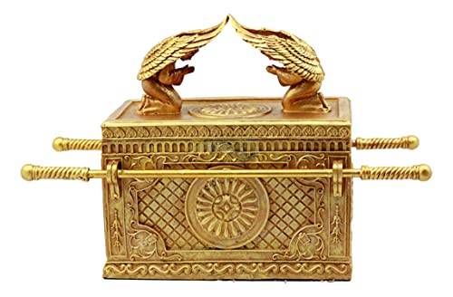 Ebros Gift Large Matte Gold Holy Ark Of The Covenant With Ten Commandments Rod of Aaron and Manna Religious Decorative Figurine Box Furniture Collectible Judaic Historical Accent (1:2 Scale 42" Long)