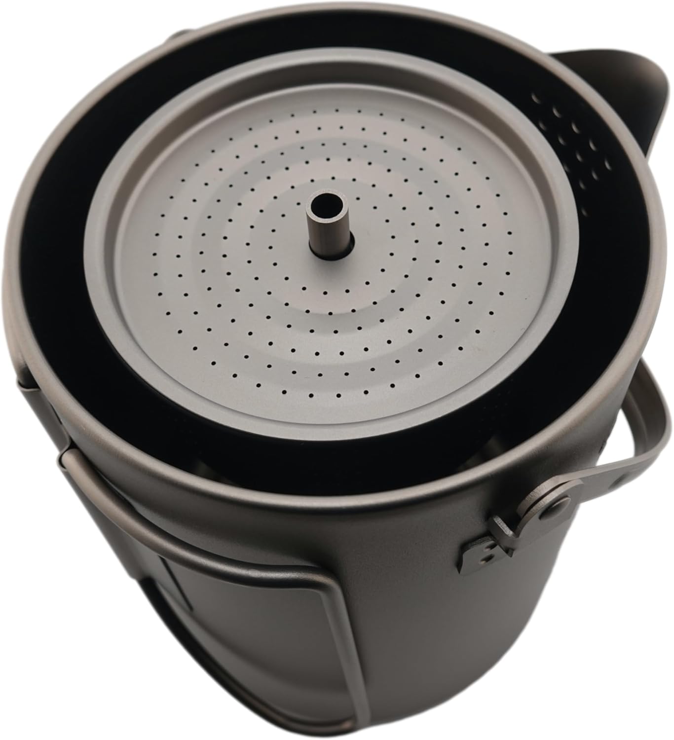 Valtcan Titanium Percolator Coffee Maker Pot 1.5L Filter Brew Ultralight Weight Camping Kettle 50 fl oz 6 Cup Capacity Glass Knob 395g Compact Kettle