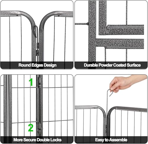 LEMY 16 Panels 32 in Pet Playpen Heavy Duty Metal Dog Exercise Fence Barrier，Outdoor & Indoor Foldable Pet Exericse Pen w/Door,Black