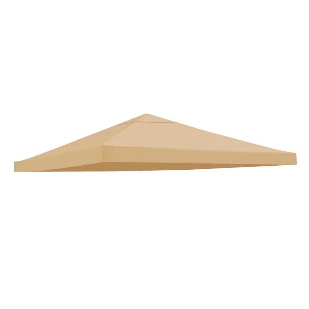 10x10ft Replacement Top Canopy Waterproof Cover Square Anti-UV Canopy Roof Pavilion Gazebo Tent Sunshade 10'x10' Khaki 1 Tier