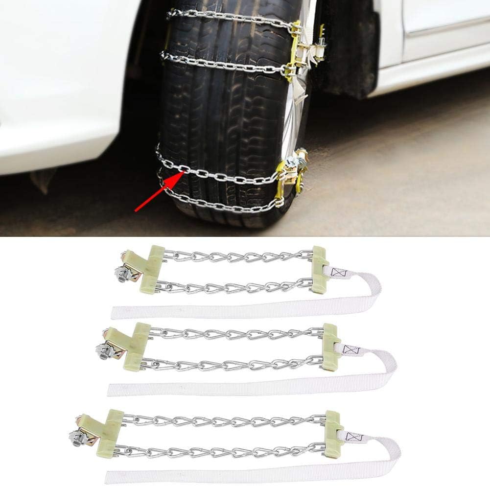 Steel Tire Chain, 3pcs Anti Skid Tire Chain Winter Security Tyre Belt Tire Chain Clips for Car Truck SUV(L)