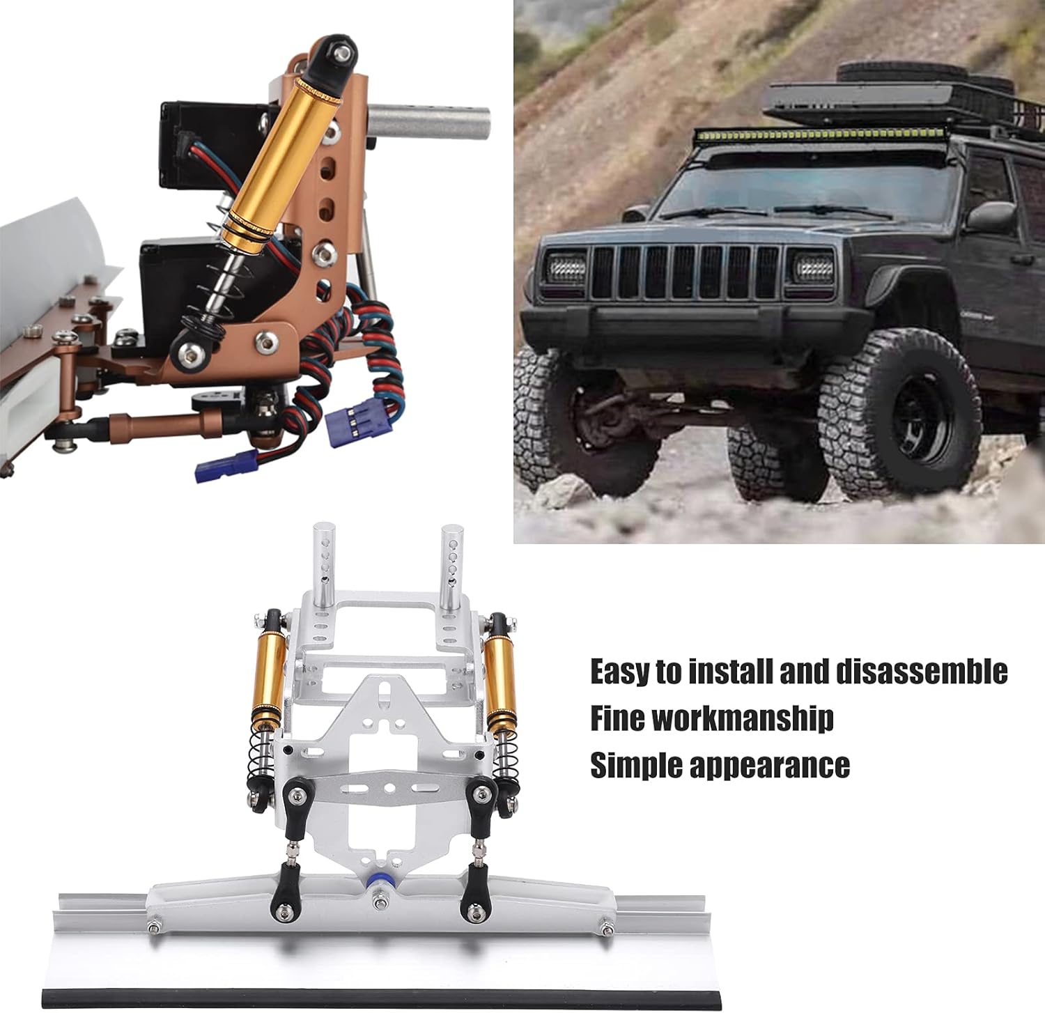 Shanrya Aluminum Snow Plow, Simple Appearance RC Car Blade Snow Plow Easy to Install for SCX10 TRX4
