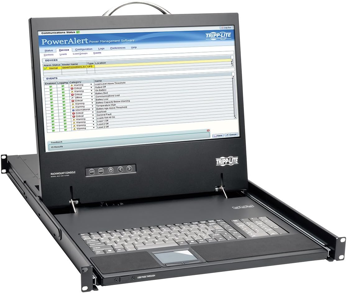 Tripp Lite Rack Console 1URM DVI, VGA for KVM Switch, 19" LCD 1080p Rack-Mount TAA (B021-000-19-HD2)