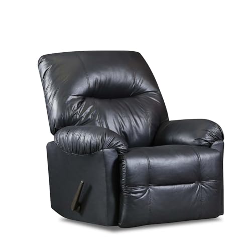 Modern Lazy Boy Recliner Chair&Recliner Chairs for Adults,Manual Reclining Chair&Rocker Recliner Chair with Footrest&Adjustable Backrest,Soft Cloud-Shaped (Leather, Black)