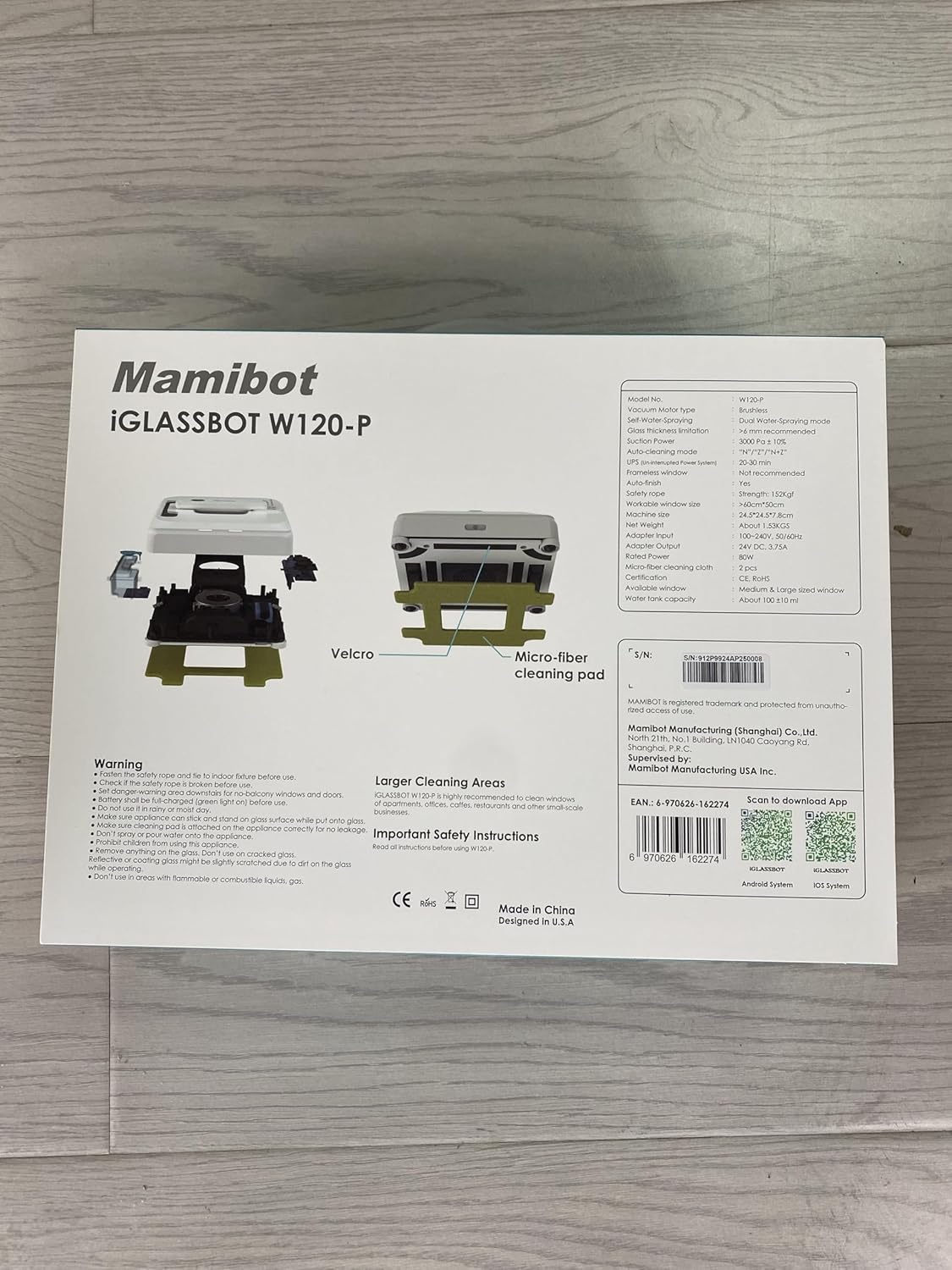 Mamibot W120-P Automatic Dual Water Spray Window Cleaning Robot with Anti-Falling Sensor Edge Detection Technology,Robotic Window Cleaner for Indoor&Outdoor Glass Cleaning
