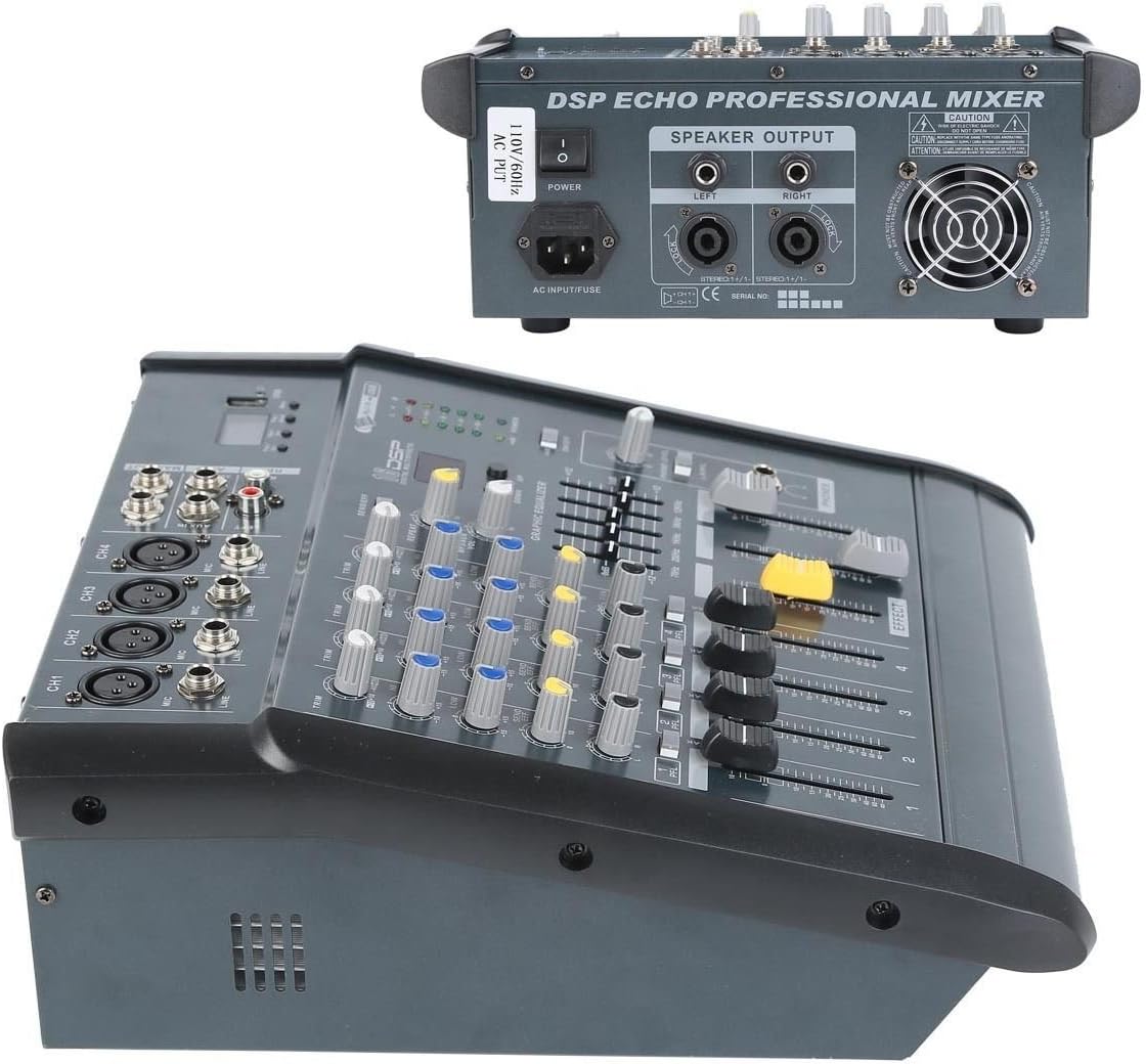 4 Channel Professional Powered Mixer power mixing Amplifier Amp 16DSP with USB Slot
