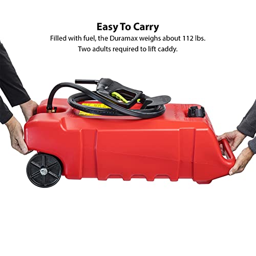 Scepter Flo N' Go Duramax 14 Gallon Portable Gas Fuel Tank Container Caddy with LE Fluid Transfer Siphon Pump and 10 Foot Long Hose, Red