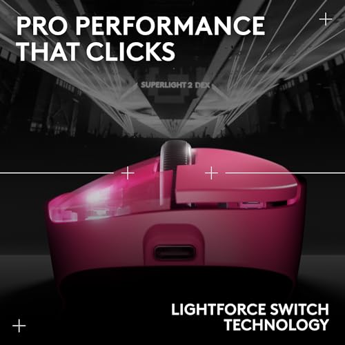 Logitech G PRO X Superlight 2 DEX Wireless Gaming Mouse, 60g pro-Grade Right-Handed Mouse with 5 programmable Buttons, USB-C Charging, 44k DPI Sensor, up to 8 kHz Polling for PC/Mac - White