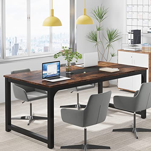 Tribesigns Modern Computer Desk, 63 x 31.5 inch Large Executive Office Desk Computer Table Study Writing Desk Workstation for Home Office, Spliced Desktop, White