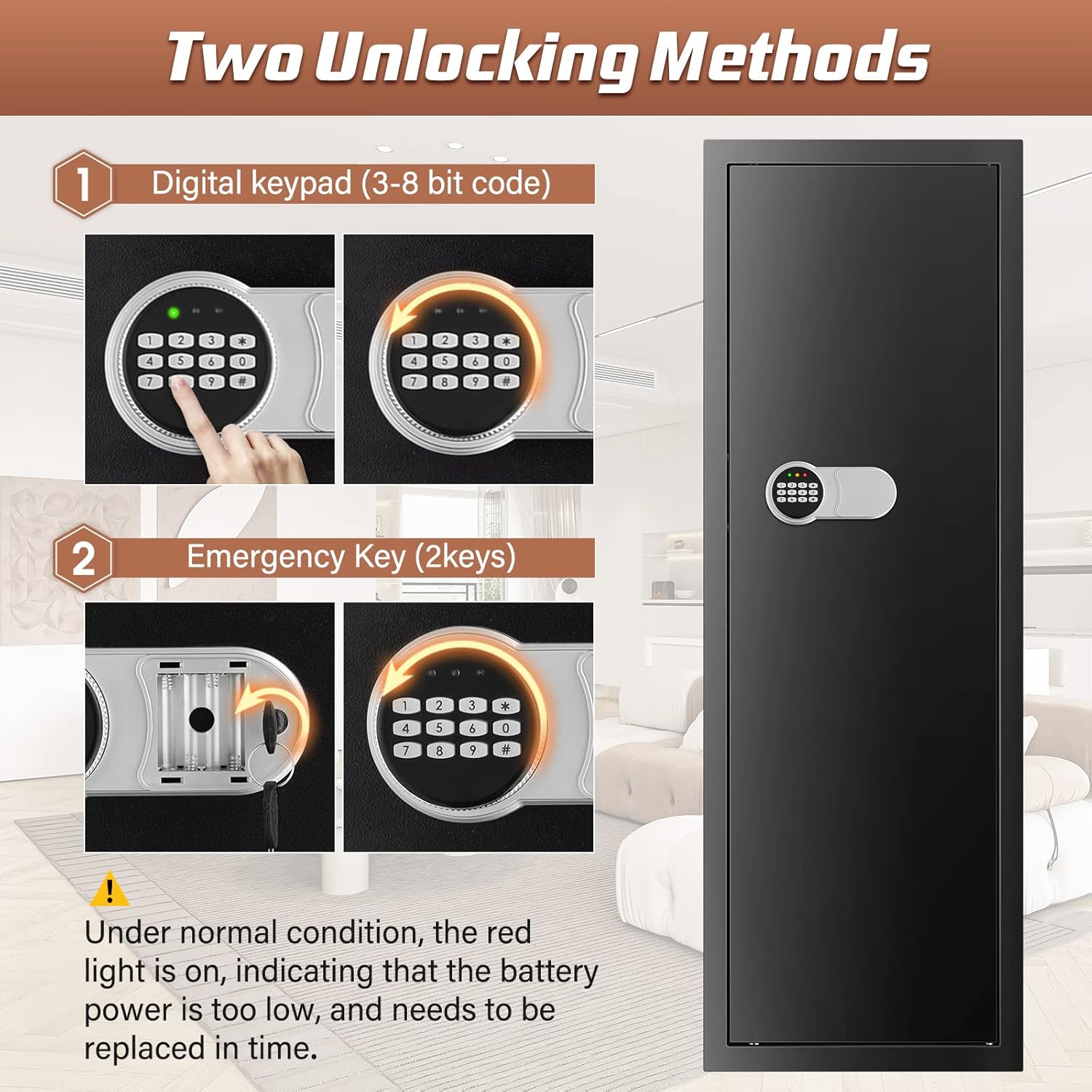 [𝟐𝟎𝟐𝟒 𝐍𝐄𝐖] 7-8 Fireproof Gun Safes for Home Rifle and Pistols, Heavy Duty Gun Cabinet for Rifles and Shotguns, Quick Access Gun Safes & Cabinets with Digital Keypad & Silent Mode-Black