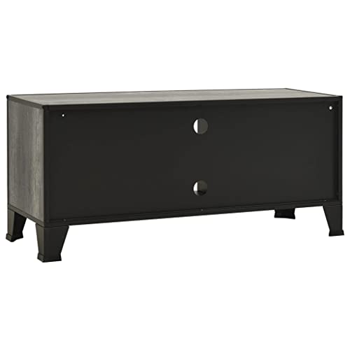 TV Stand Gray 41.3"x14.2"x18.5" Metal and MDF,Modern Industrial Metal and MDF TV Stand with Mesh Doors and Shelf for Living Room Furniture for TV & Media, Entertainment Centers