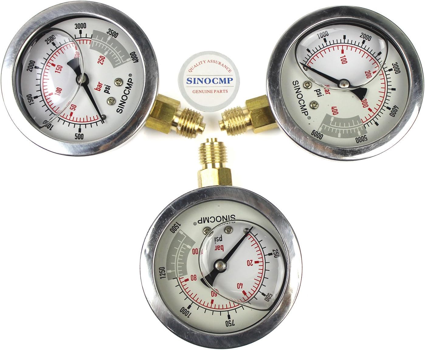 Upgraded Version Hydraulic Pressure Gauge Kit - SINOCMP Excavator Hydraulic Kit Stainless Steel Pressure Gauge Test Gauge Kit for Excavators, 2 Years Warranty