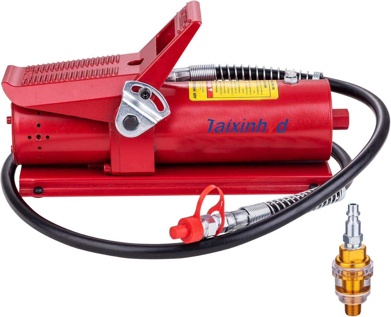 Taixinhyd Air Hydraulic Pump 10,000 PSI 10 Ton Porta Power Hydraulic Air Foot Pump Control Lift with Air Line Lubricator Hose