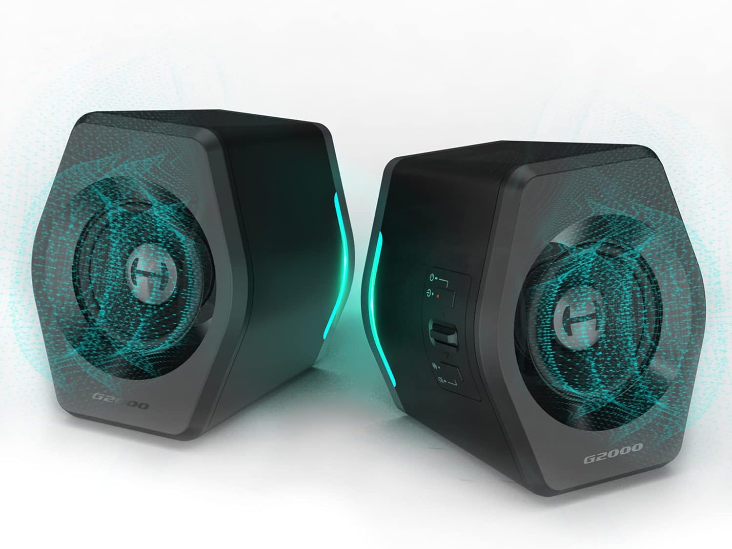 Edifier G2000 32W PC Computer Speakers for Gaming Desktop PC Laptop Mac Computer Woofer Speakers Bluetooth USB 3.5mm AUX Inputs RGB Lights Multimedia Speakers Black