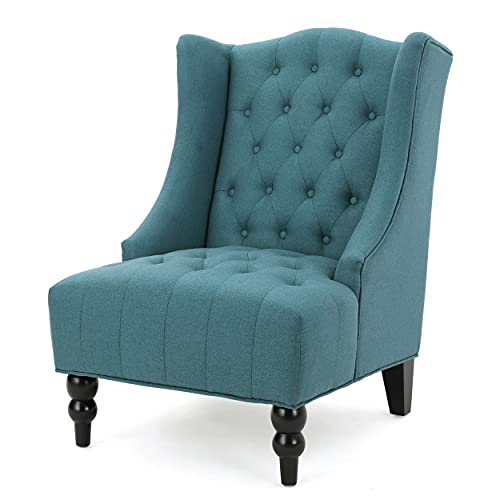 Christopher Knight Home Toddman High-Back Fabric Club Chair, Dark Blue 33.75D x 27.25W x 38.5H in