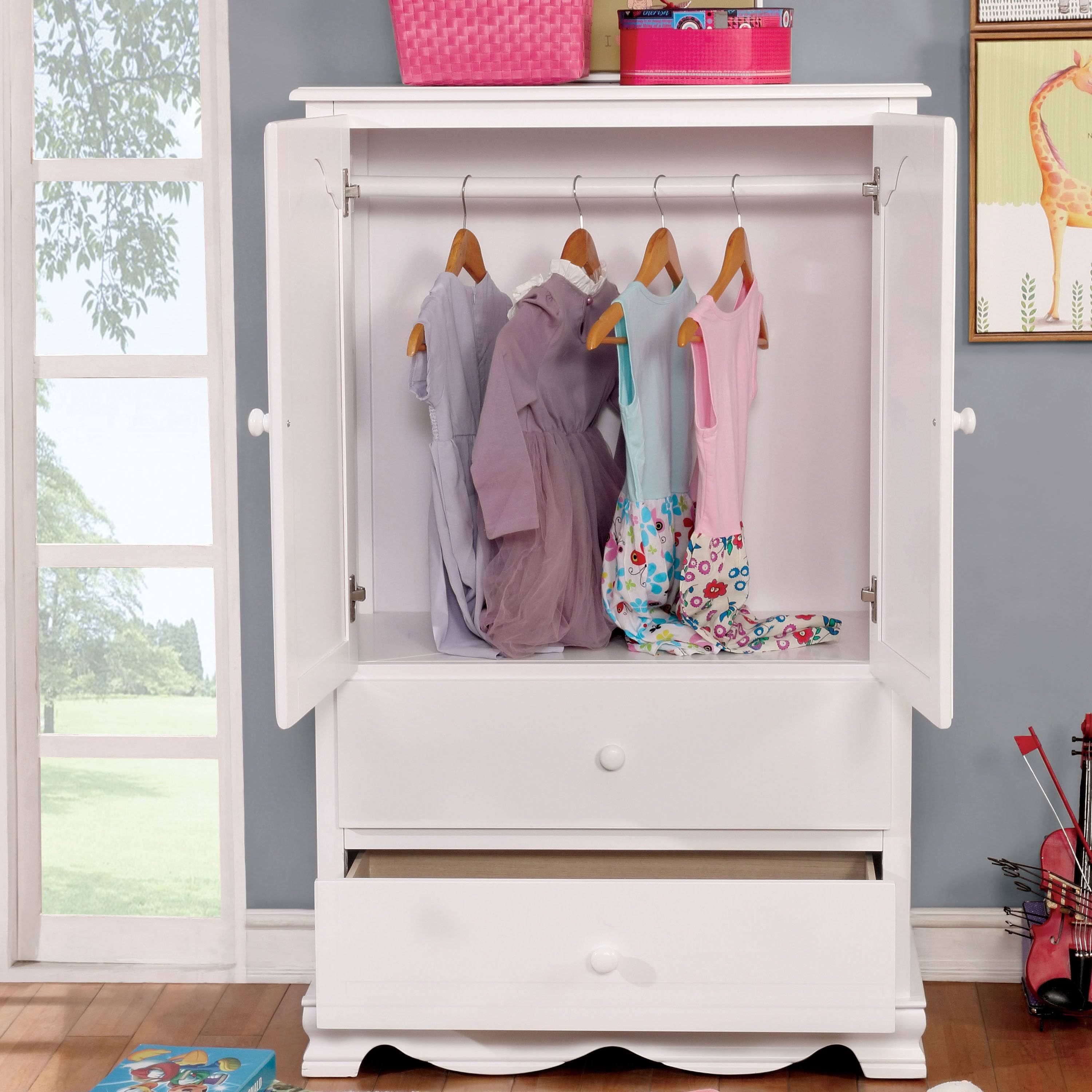 Furniture of America Jevi Transitional Solid Wood Youth Armoire - Pink