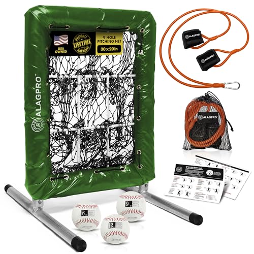 ALAGPRO® The Original 9 Hole Pitching Net with Strike Zone Pocket | Pitching Target for Baseball & Softball Pitchers