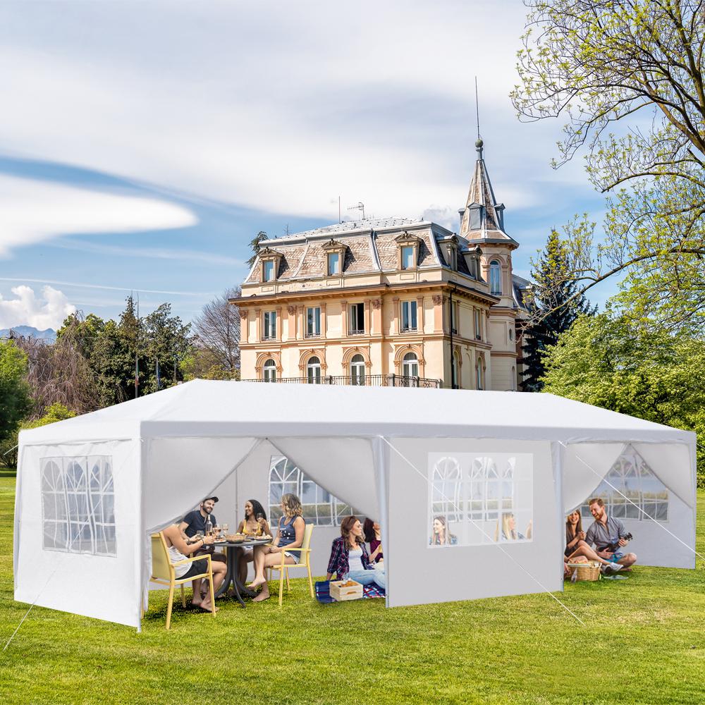 30'x 10' Outdoor Party Tent, Patio Wedding Gazebo Waterproof White Canopy with Sidewalls Party Wedding Tent Cater Events Pavilion Beach BBQ